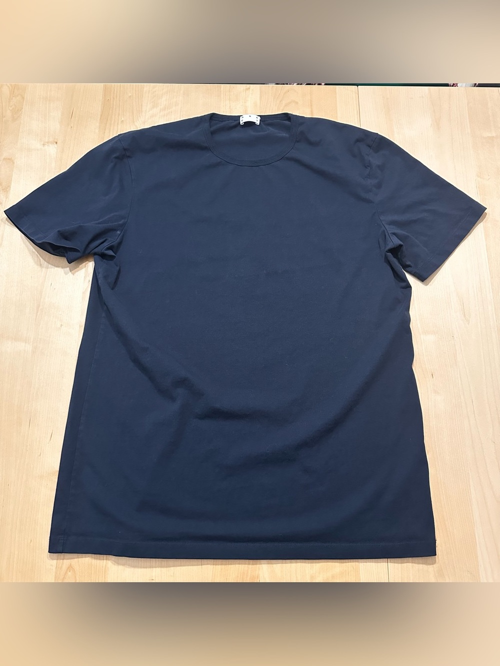 Asket Navy Blue Men's Short Sleeve Tee XL long